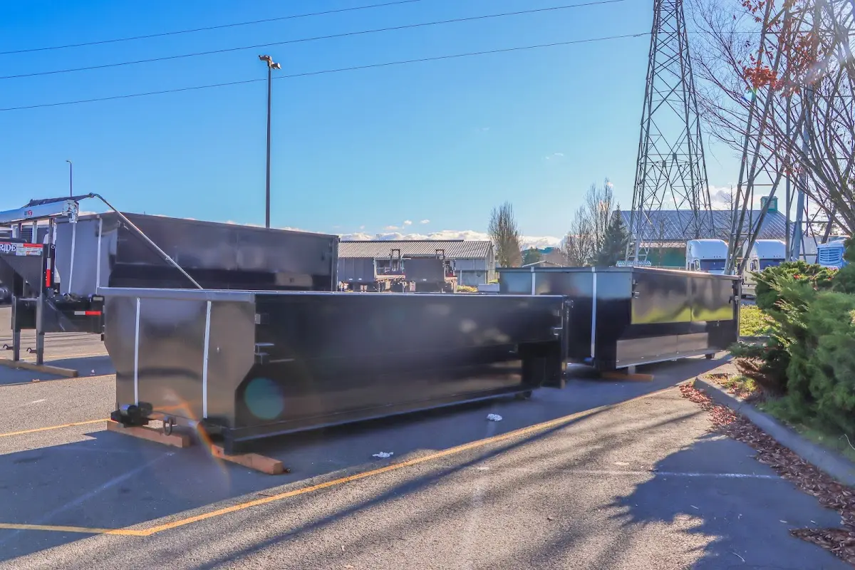 Roll-off dumpster ready for waste disposal at job site for 6 Yard Dumpster Rental in Exeter